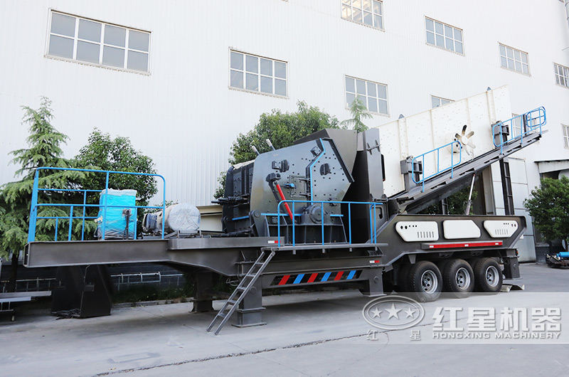 小型車載式鵝卵石破碎機(jī)，輪胎反擊破