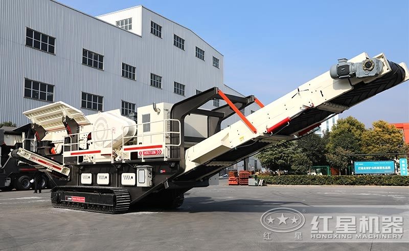 履帶移動式小型石頭破碎機，環(huán)保安全