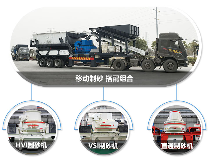 移動破碎站可搭配的制砂機(jī)，HVI制砂機(jī)，VSI制砂機(jī)，直通沖擊式制砂機(jī)