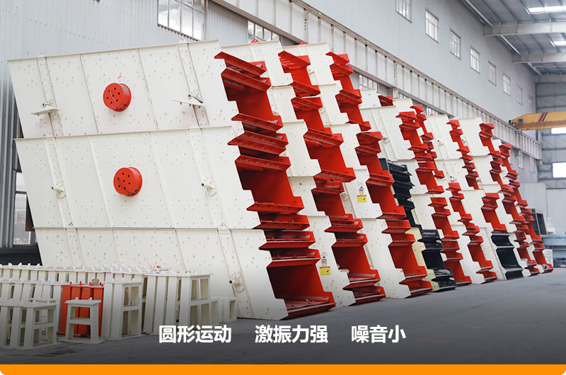 圓振動(dòng)篩，篩孔尺寸為5-80mm，處理能力32-276t/h