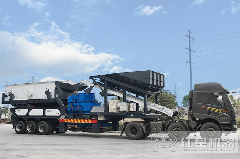 輪胎式移動車載打砂機(jī)，車頭拉著走，輕松上路安裝便捷